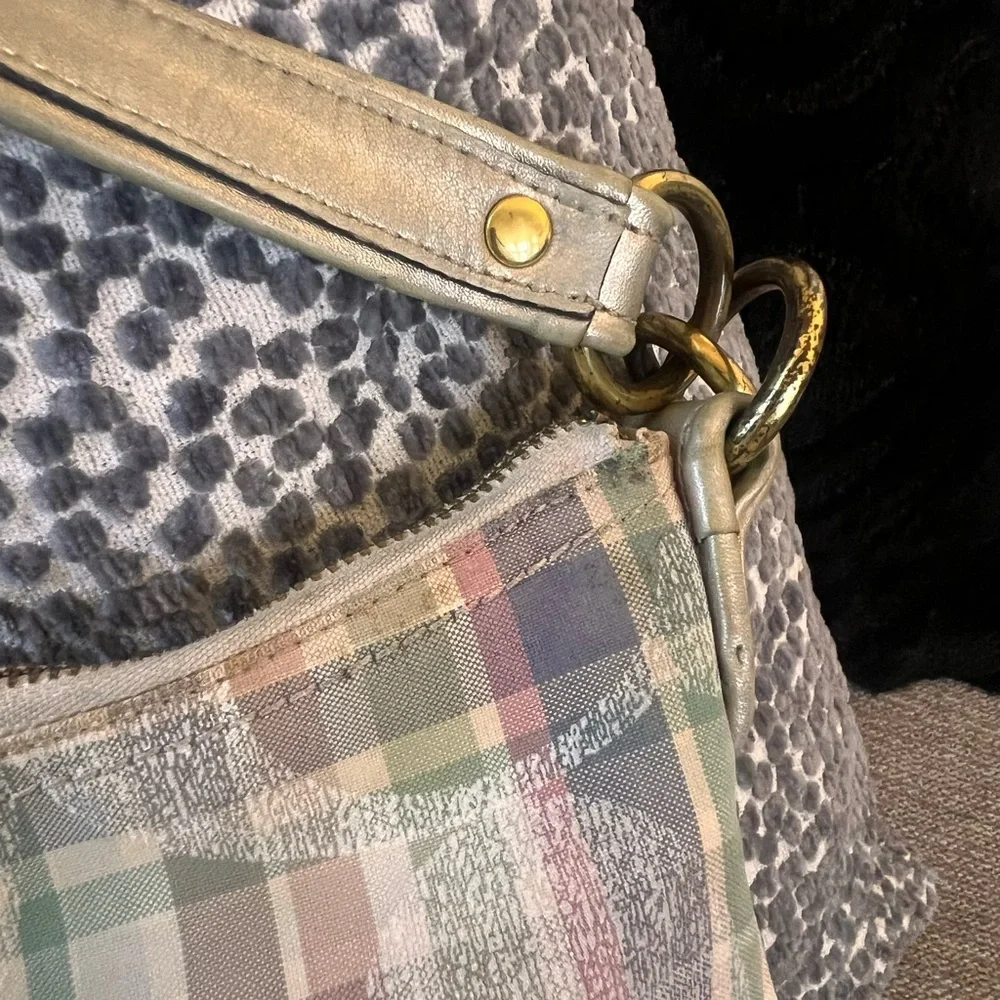 Coach Poppy Madras Tartan Pastel Plaid Hobo Shoulder Bag - Picture 9 of 13